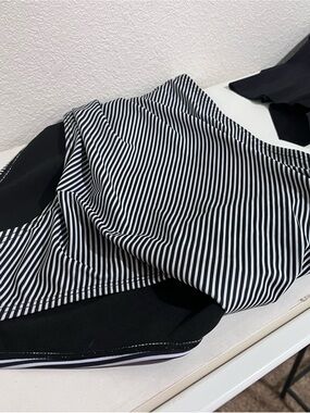 Black & White Striped Women’s Swim Mini - Sleek Two-Tone Style